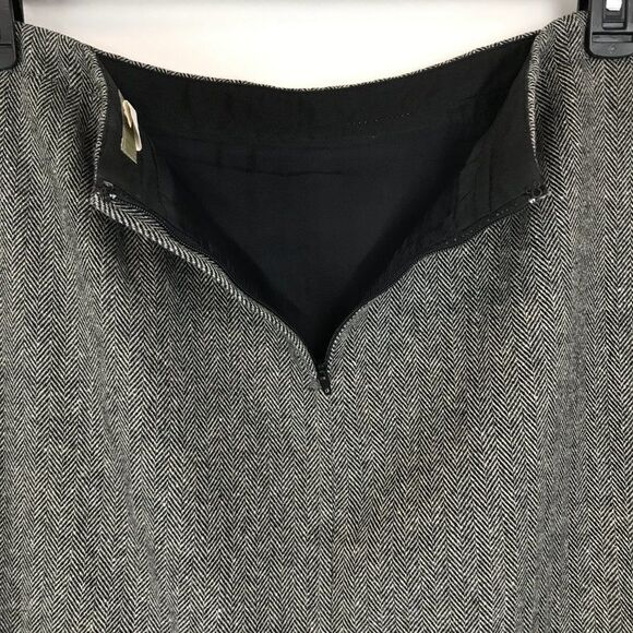 J. Crew Wool Blend A-Line Skirt Women’s Size 10 Zip Pockets Lined Herringbone - Picture 6 of 10